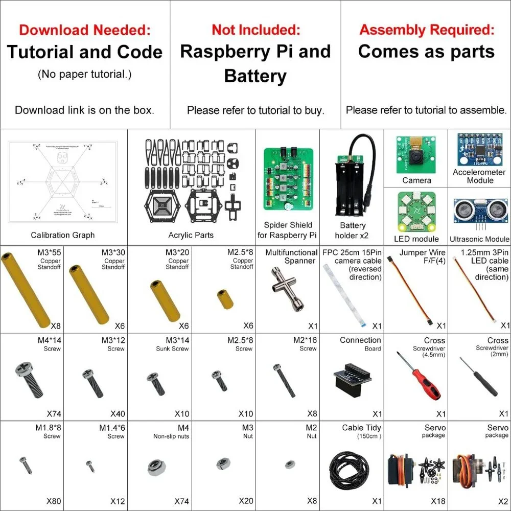 NEW Freenove Hexapod Robot Kit for Robotics Rasberry Pi 5 4 B 3 B+ Zero 2